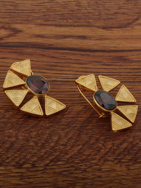 

Alamod Purple Gold-Plated Geometric Drop Earrings