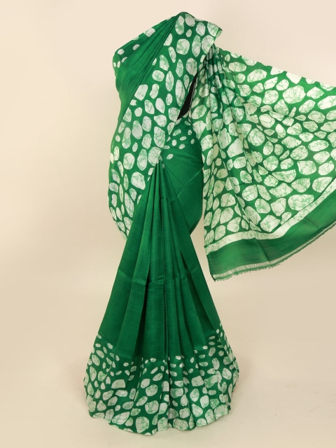 

Pothys Green Pure Silk Solid Murshidabad silk Saree