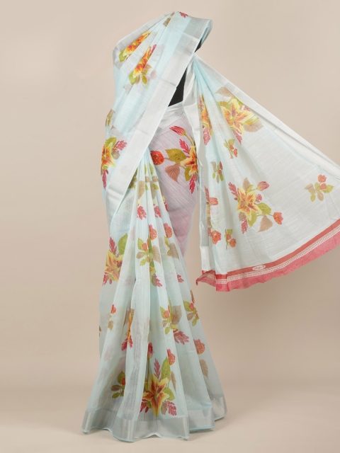 

Pothys Blue & Green Jute Silk Printed Saree