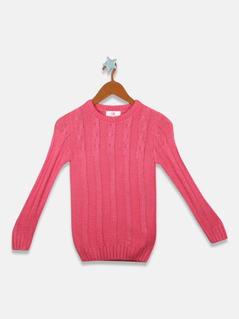 

OWM Boys Pink Self Design Pullover Sweater