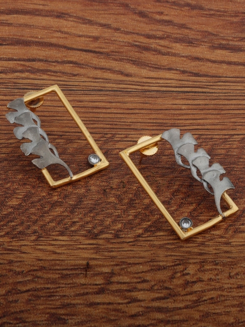 

Alamod Gold-Plated Contemporary AD Studded Drop Earrings
