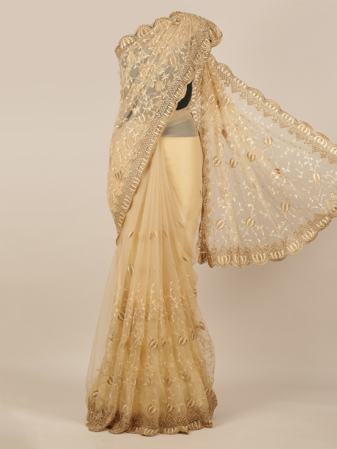 

Pothys Cream-Coloured Woven Design Net Saree