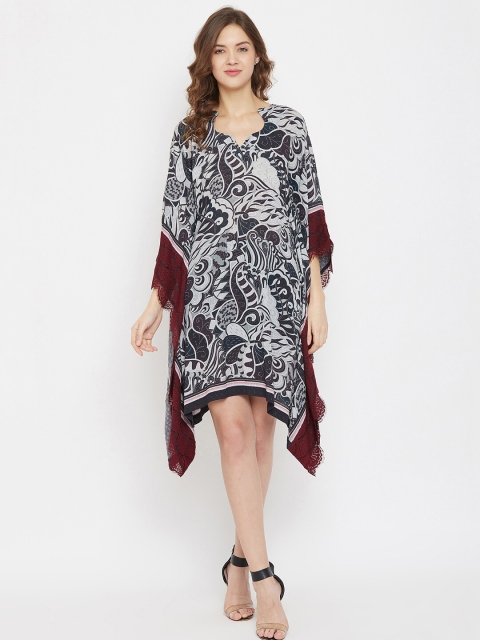 The Kaftan Company Women Black Printed Wrap Dress