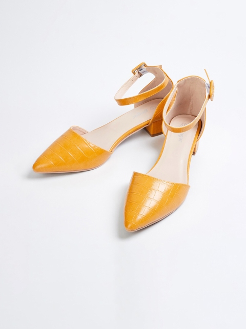 

Ginger by Lifestyle Women Yellow Textured Block Heels