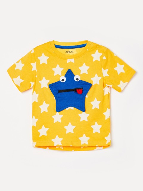 

Juniors by Lifestyle Boys Yellow Printed Round Neck T-shirt