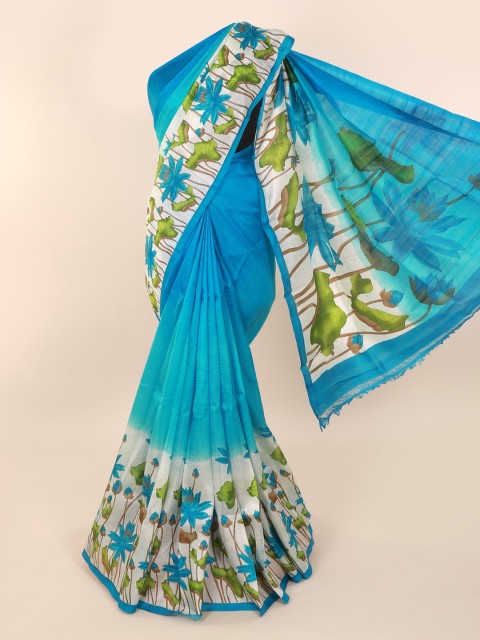 

Pothys Blue Pure Silk Solid Murshidabad Silk Saree