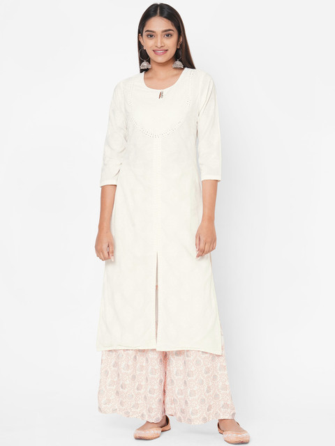 

Vedic Women Off White Ethnic Motifs Printed Kurta