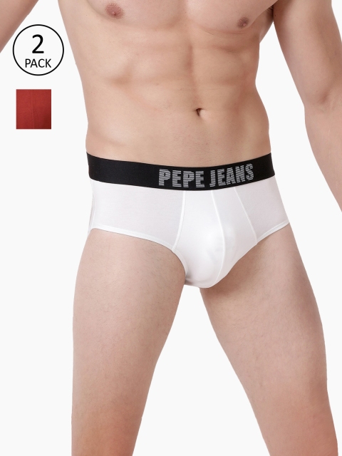 

Pepe Jeans Men Pack Of 2 Assorted Basic Briefs OPB07-02-WH_MRN