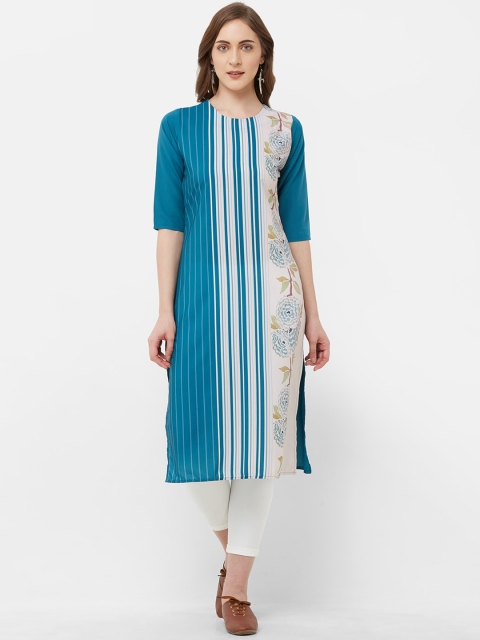

7Threads Women Multicoloured Striped Crepe Kurta, Multi