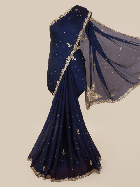 

Pothys Navy Blue Embellished Pure Georgette Saree