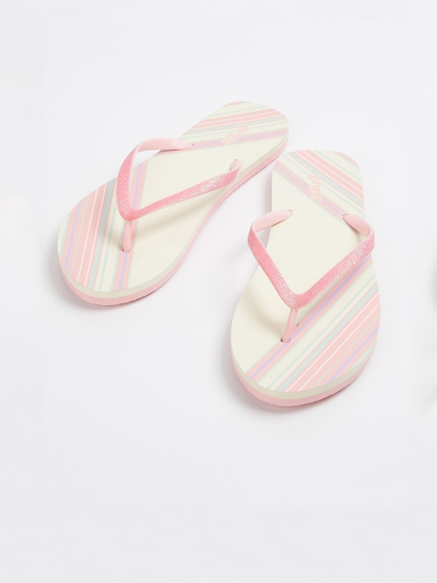 

Ginger by Lifestyle Women Pink & White Printed Thong Flip-Flops