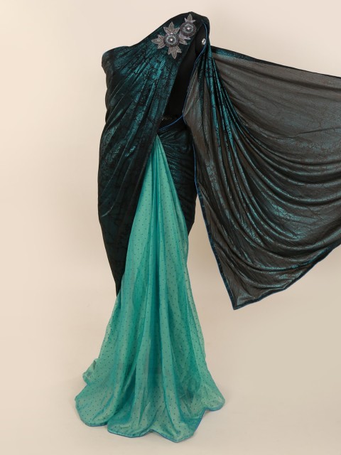 

Pothys Blue Solid Pure Georgette Saree