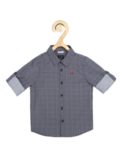 

Allen Solly Junior Boys Grey Slim Fit Printed Cotton Casual Shirt