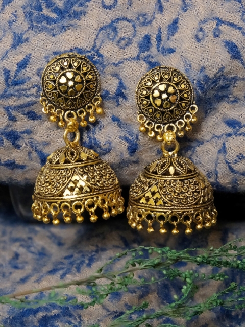 

Crunchy Fashion Gold Plated Contemporary Jhumkas
