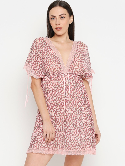 

XIN Pink & Brown Printed Baby Doll
