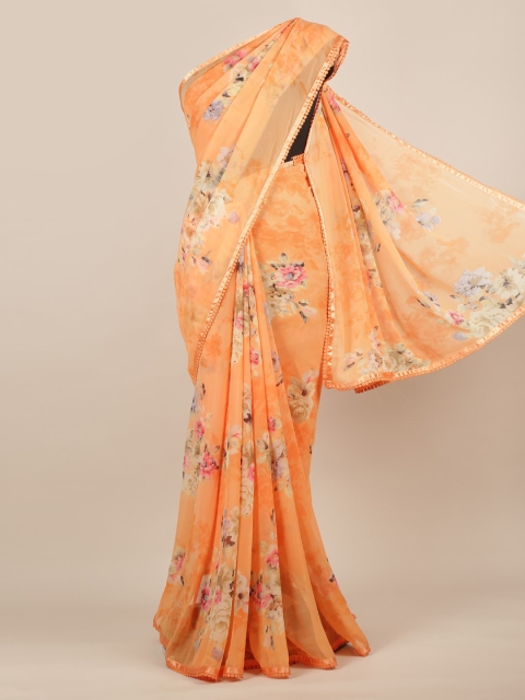 

Pothys Orange & Off-White Poly Chiffon Printed Saree