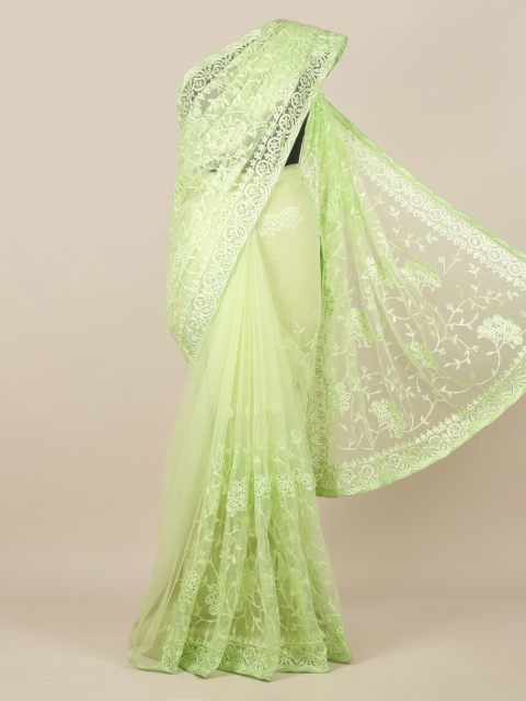 

Pothys Green Embroidered Net Saree