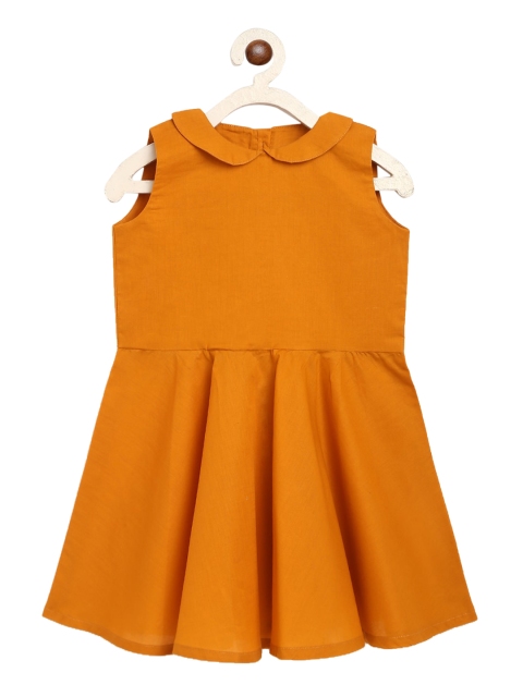 

charkhee Girls Mustard Solid Fit and Flare Dress