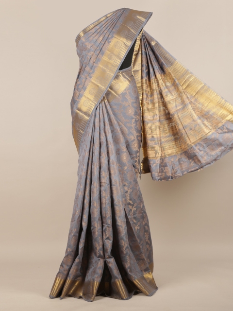 

Pothys Grey & Gold-Toned Jute Silk Woven Design Saree