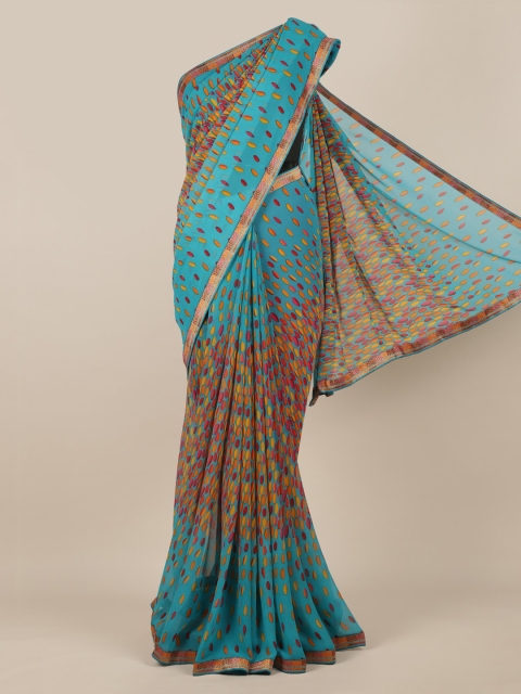 

Pothys Blue Printed Poly Chiffon Saree