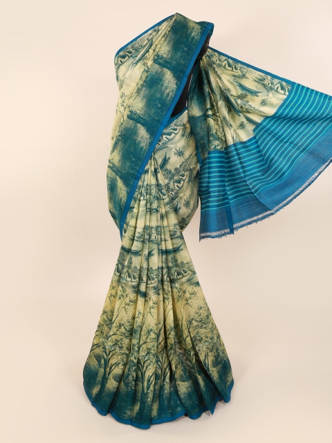 

Pothys Beige Pure Silk Printed Murshidabad silk Saree