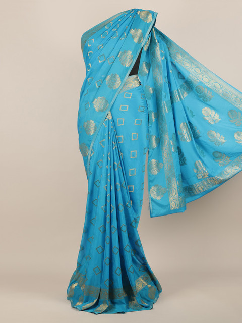 

Pothys Blue Woven Design Poly Georgette Saree