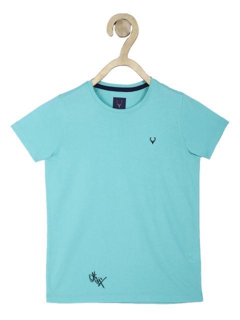 Allen Solly Junior Boys Blue Solid Round Neck T-shirt