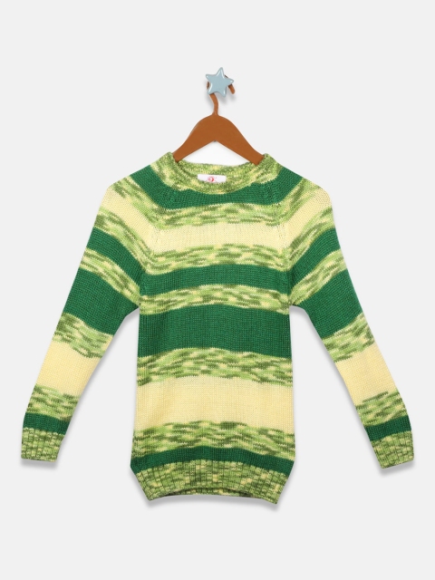 

OWM Girls Green Striped Pullover Sweater