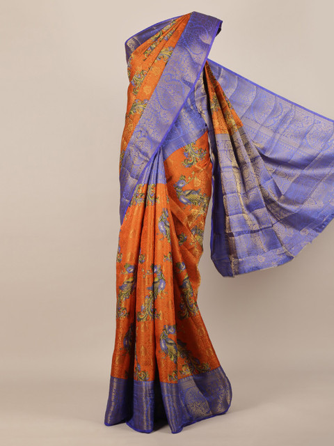 

Pothys Orange Woven Design Jute Silk Saree