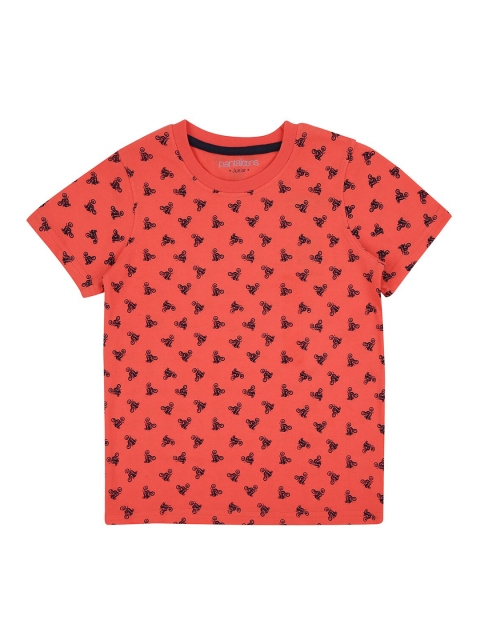 

CHALK by Pantaloons Boys Coral Pink Printed Cotton Round Neck Pure Cotton T-shirt