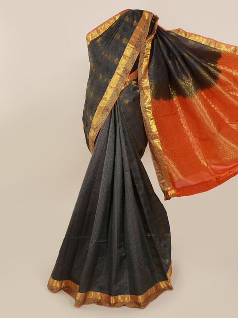 

Pothys Grey Pure Silk Woven Design Kanjeevaram Saree