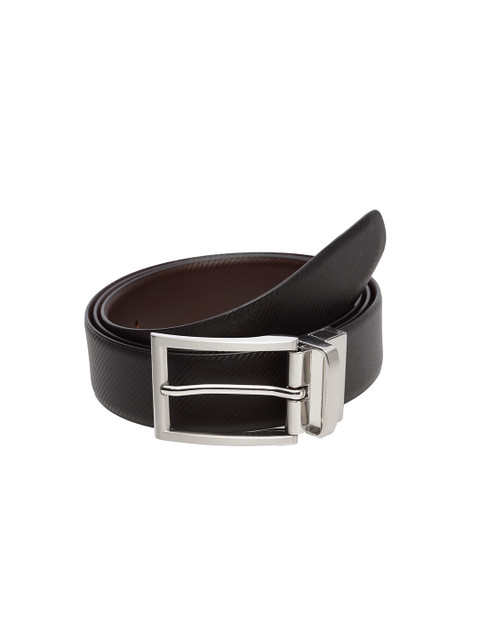 

WELBAWT Men Black & Brown Textured Leather Reversible Belt