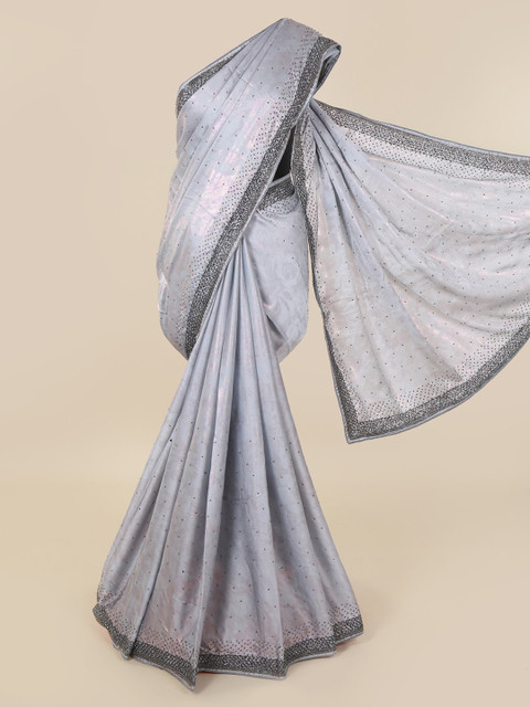 

Pothys Grey Embellished Pure Georgette Saree