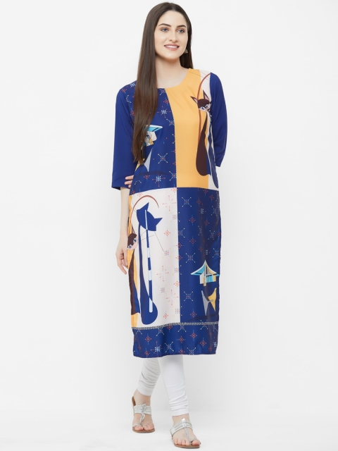 

7Threads Women Multicoloured Printed Crepe Kurta, Multi