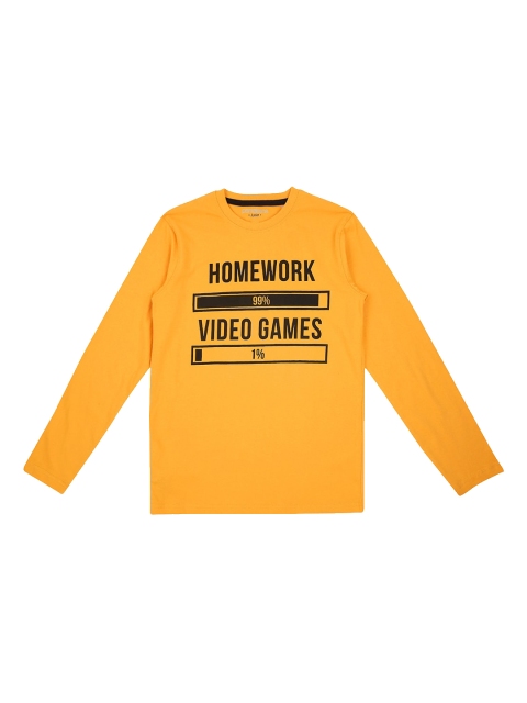 

Pantaloons Junior Boys Yellow Printed Round Neck Pure Cotton T-shirt
