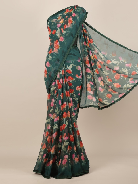 

Pothys Green & Pink Poly Chiffon Printed Saree