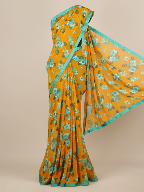 

Pothys Mustard Printed Poly Chiffon Saree