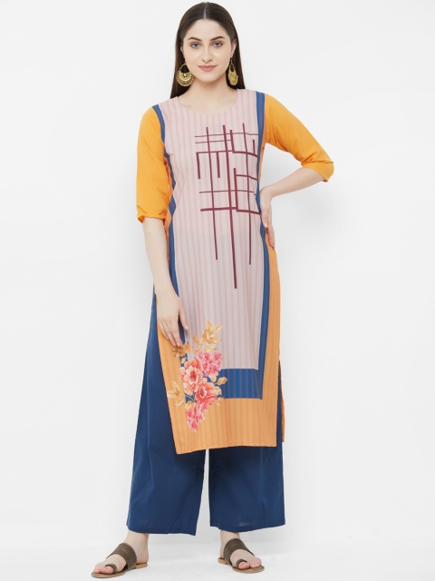 

7Threads Women Multicoloured Floral Printed Crepe Kurta, Multi