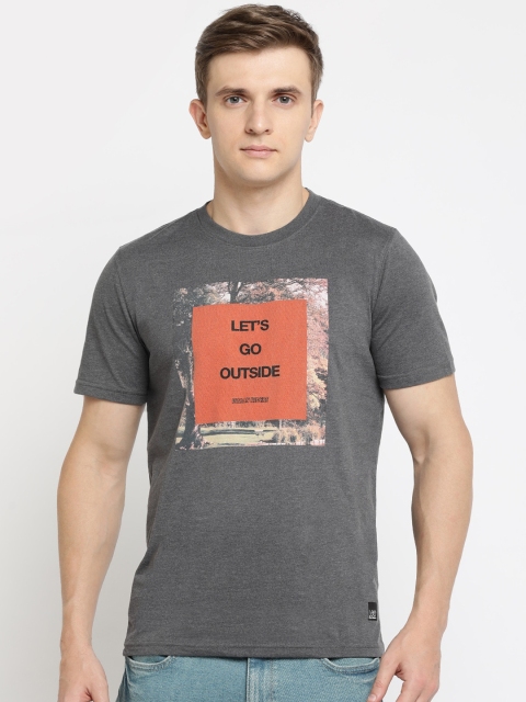 

Lee Men Charcoal Printed Round Neck T-shirt
