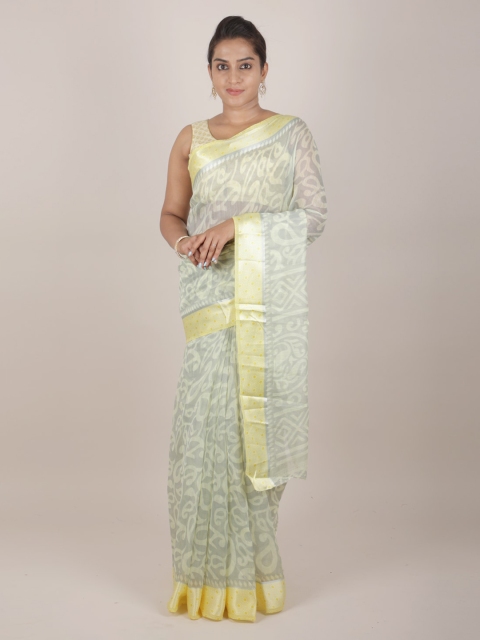 

Pothys Yellow Woven Design Jute Silk Saree