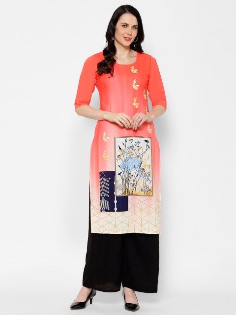

7Threads Women Multicoloured Quirky Printed Crepe Kurta, Multi