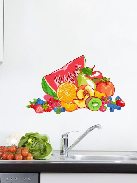 

rawpockets Multicoloured Fruits Wall Sticker, Multi