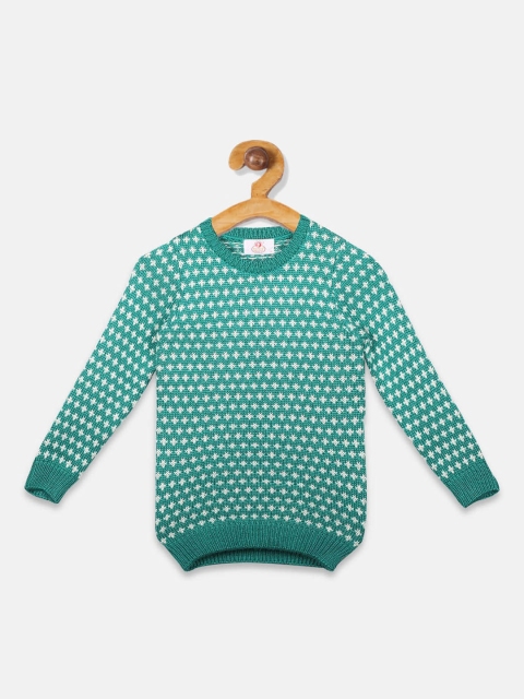 

OWM Girls Green Self Design Pullover Sweater