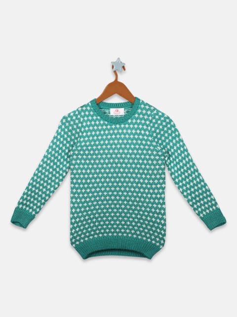 

OWM Girls Sea Green Printed Pullover Sweater