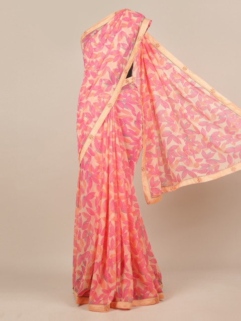 

Pothys Peach-Coloured Printed Poly Chiffon Saree