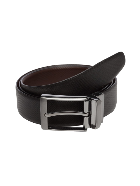 

WELBAWT Men Black & Brown Textured Leather Reversible Belt