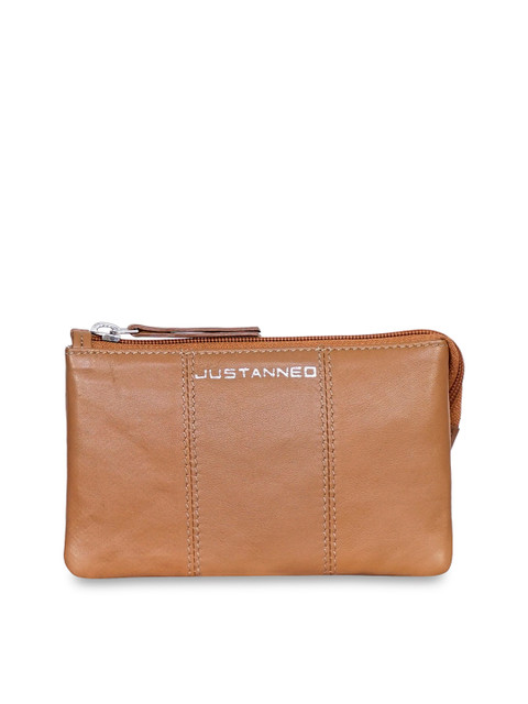 

Justanned Women Tan Brown Solid Zip Around Leather Wallet