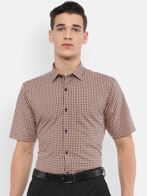 

Peter England Men Brown Regular Fit Checked Formal Shirt