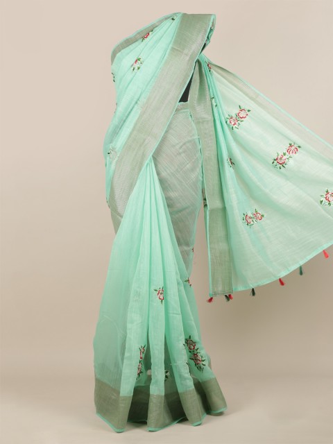 

Pothys Green & Grey Jute Silk Embroidered Saree