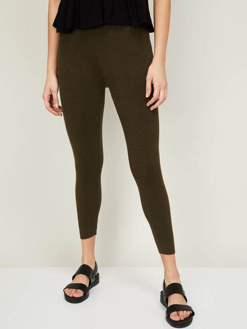 

Ginger by Lifestyle Women Olive Green Regular Fit Solid Regular Trousers